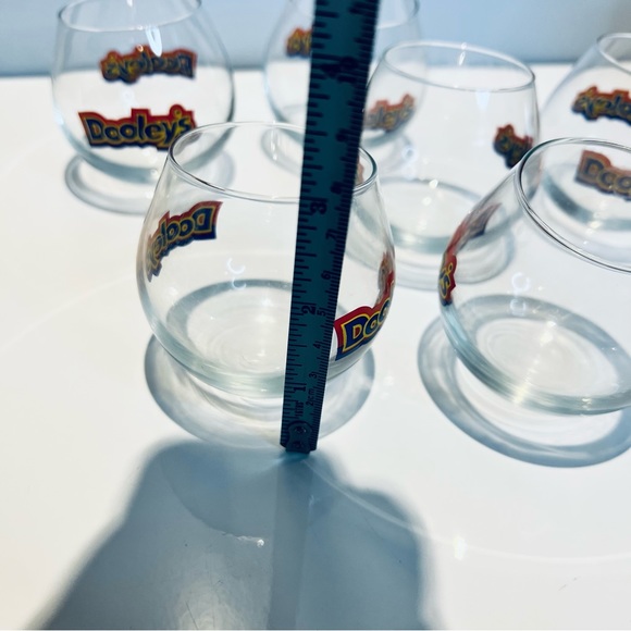 Vintage 6 DOOLEY'S TOFFEE Rockers Liqueur Glasses w/ Box Swirling Round Bottom - Picture 9 of 9